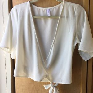 Front Tie, Layered V-Neck Blouse